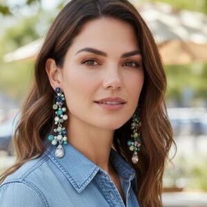 Multicolour 3.5 inch long Statement Earrings